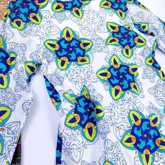 Tracy Negoshian White Blue Tunic Dress Sz Xs - Picture 9 of 9